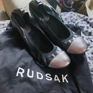 RUDSAK |  Leather Ballerina Flats Black and Silver